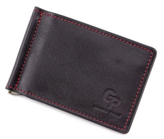 Зежим для грошей шкіряний чорний із червоним Grande Pelle 10561060
