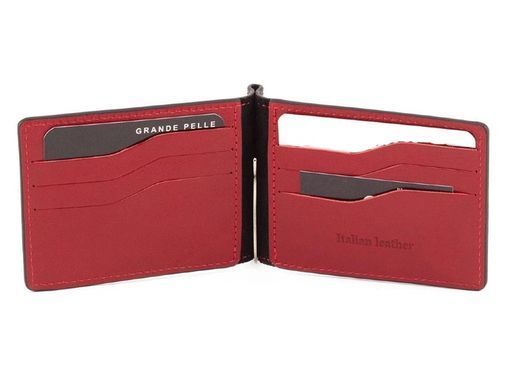 Зежим для грошей шкіряний чорний із червоним Grande Pelle 10561060
