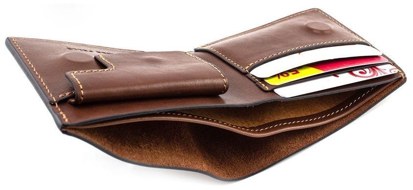 Коричневое мужское кожаное портмоне на магните Grande Pelle 505623