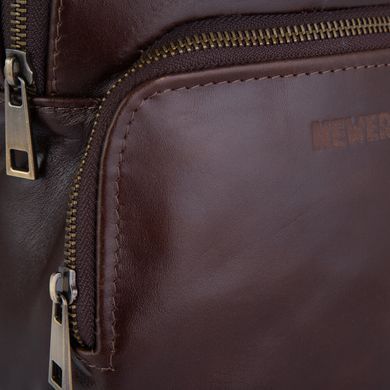 Чоловіча коричнева (коньячна) шкіряна сумка-слінг Newery N41719GX