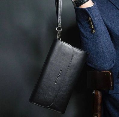 Клатч чоловічий шкіряний чорного кольору Grande Pelle 704610