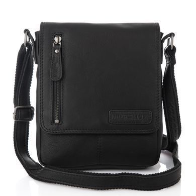 Чоловіча Шкіряна сумка через плече з клапаном HILL BURRY - VC10041HB Black