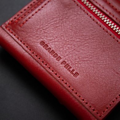 Маленький жіночий гаманець червоного кольору Grande Pelle 570660
