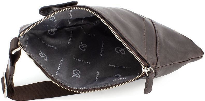 Коричнева шкіряна чоловіча сумка-слінг Grande Pelle 721620